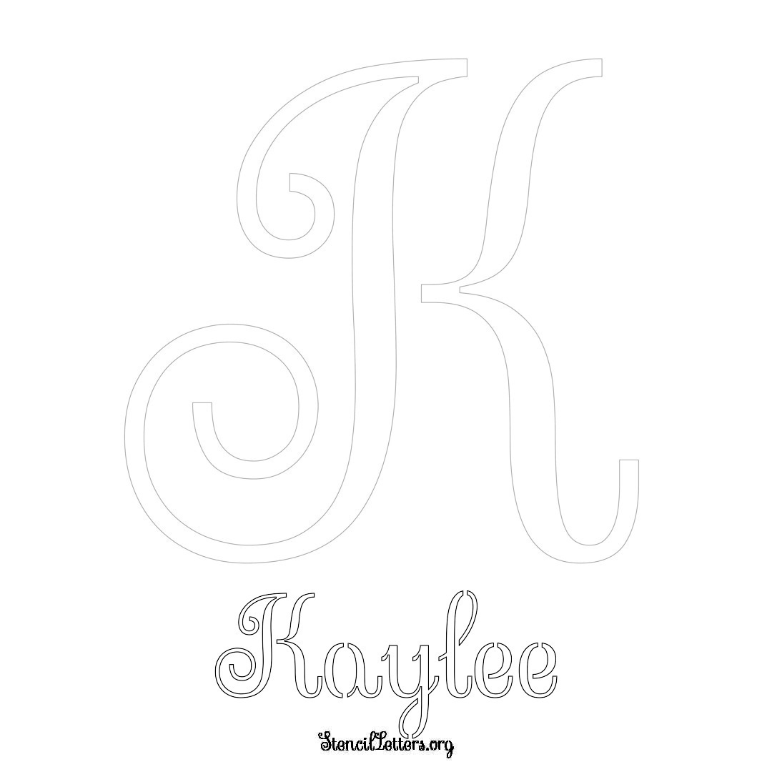 Kaylee printable name initial stencil in Ornamental Cursive Lettering