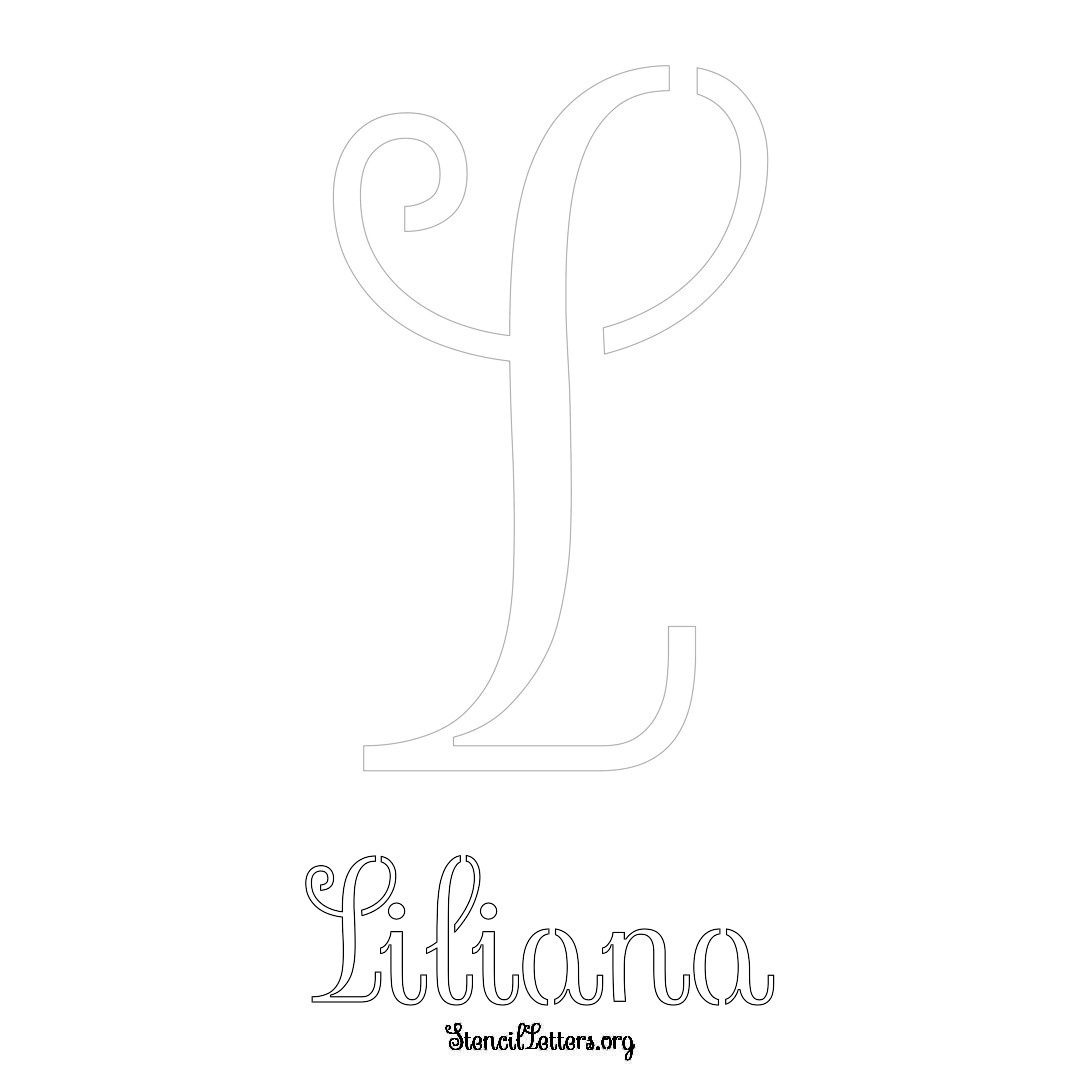 Liliana printable name initial stencil in Ornamental Cursive Lettering