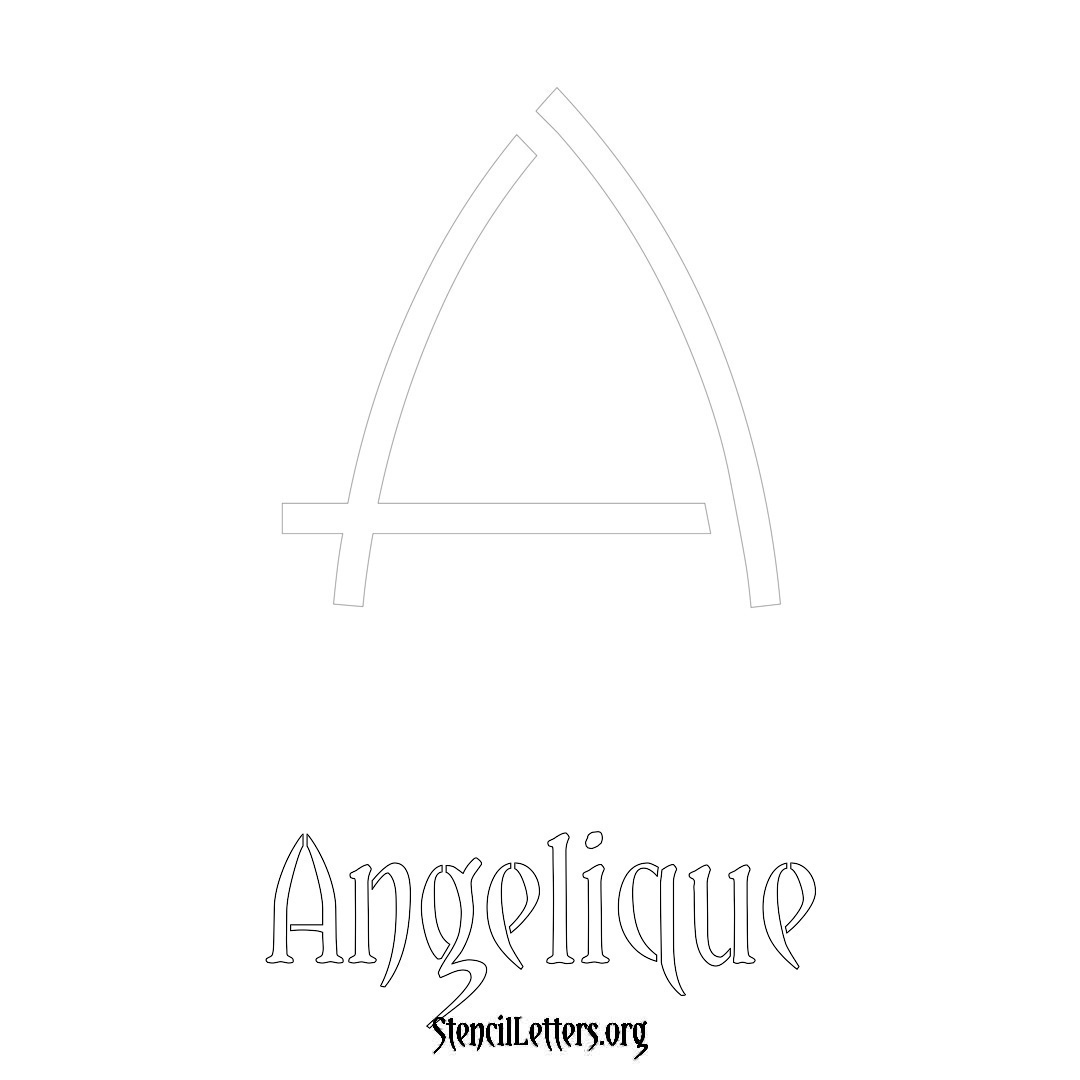 Angelique printable name initial stencil in Simple Elegant Lettering