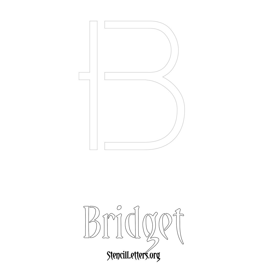 Bridget printable name initial stencil in Simple Elegant Lettering