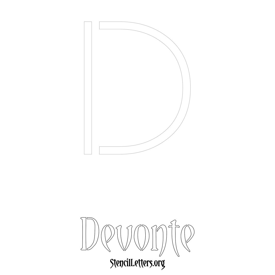 Devonte printable name initial stencil in Simple Elegant Lettering