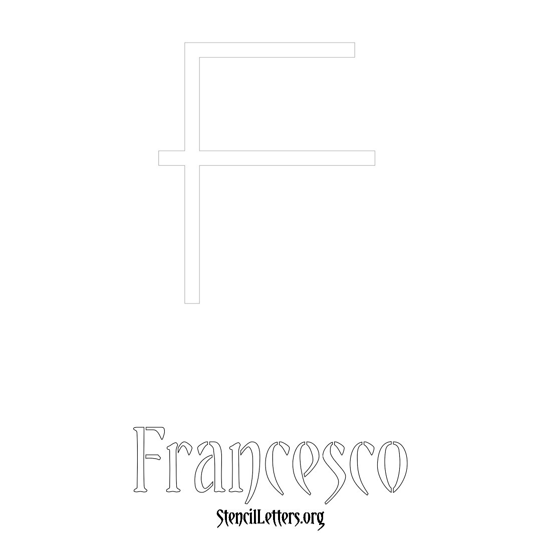 Francesco printable name initial stencil in Simple Elegant Lettering