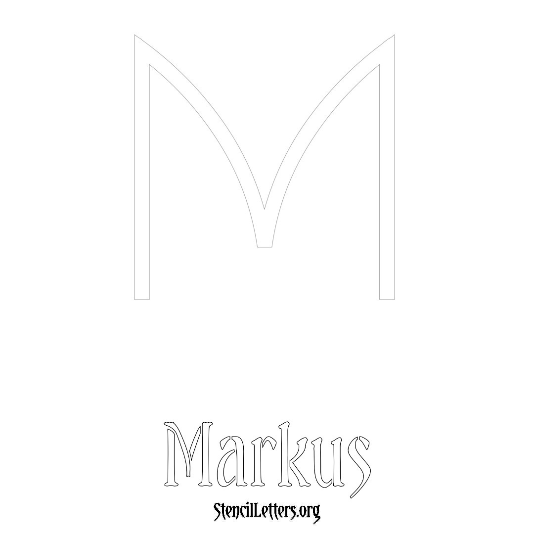 Markus printable name initial stencil in Simple Elegant Lettering