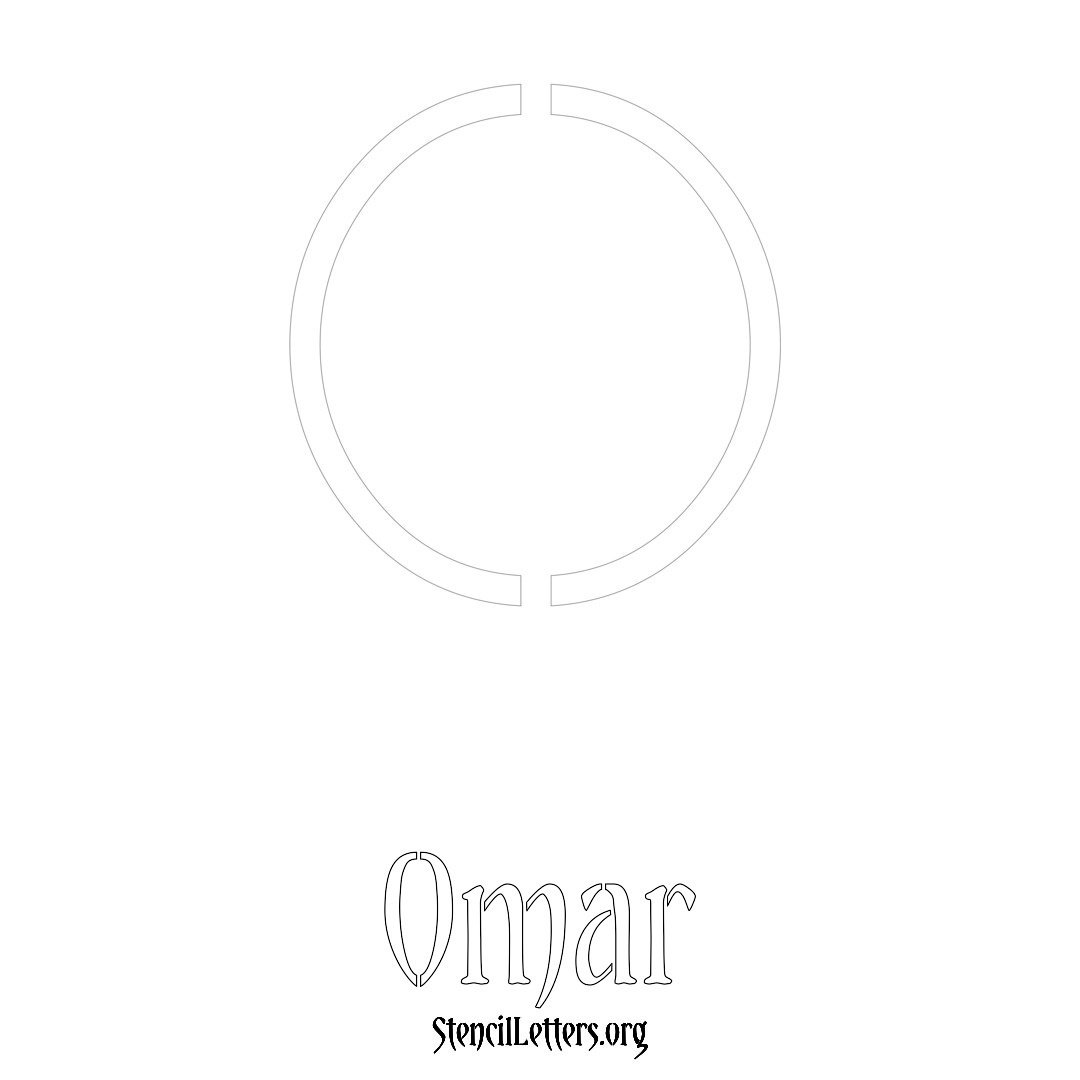 Omar printable name initial stencil in Simple Elegant Lettering