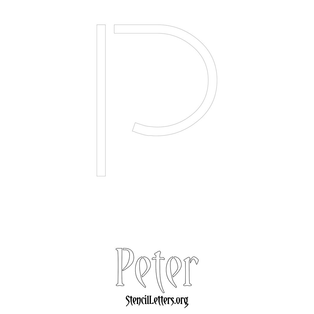 Peter printable name initial stencil in Simple Elegant Lettering