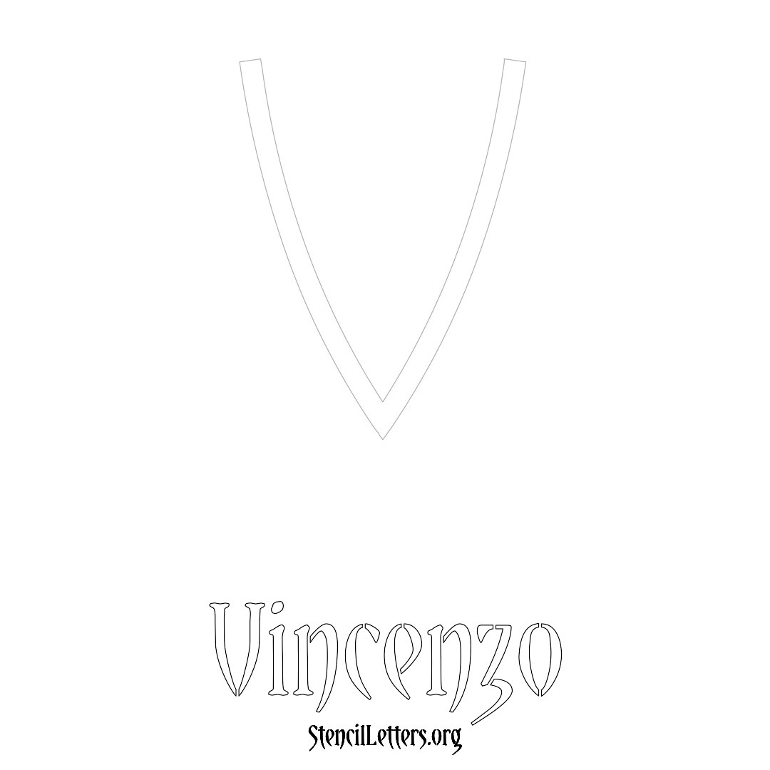 Vincenzo printable name initial stencil in Simple Elegant Lettering