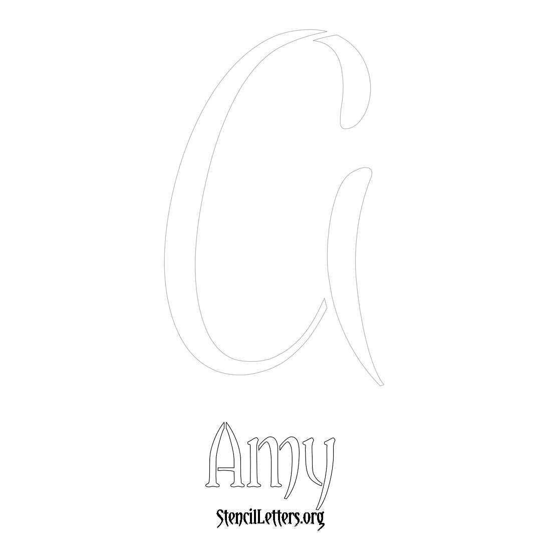 Amy printable name initial stencil in Vintage Brush Lettering