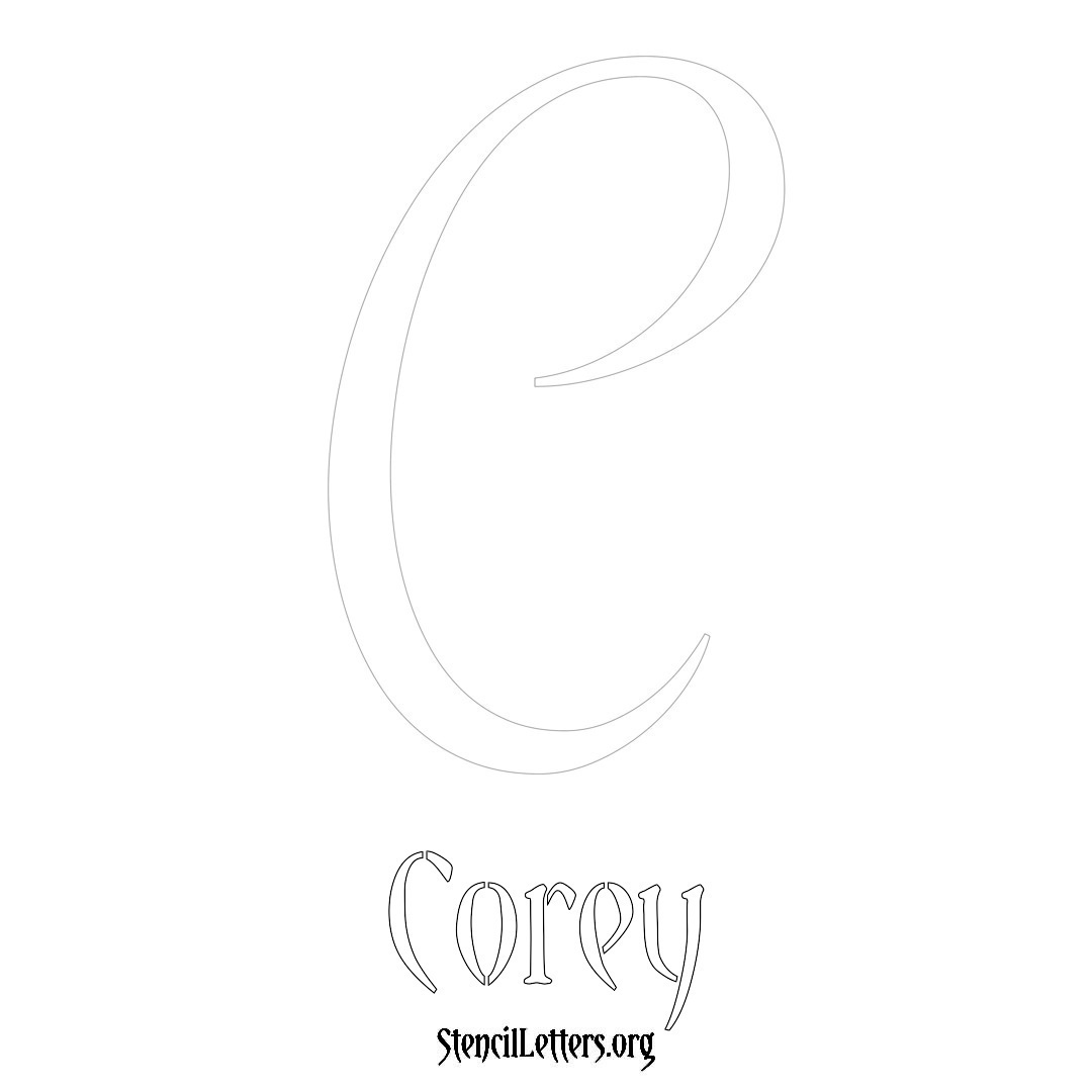 Corey printable name initial stencil in Vintage Brush Lettering