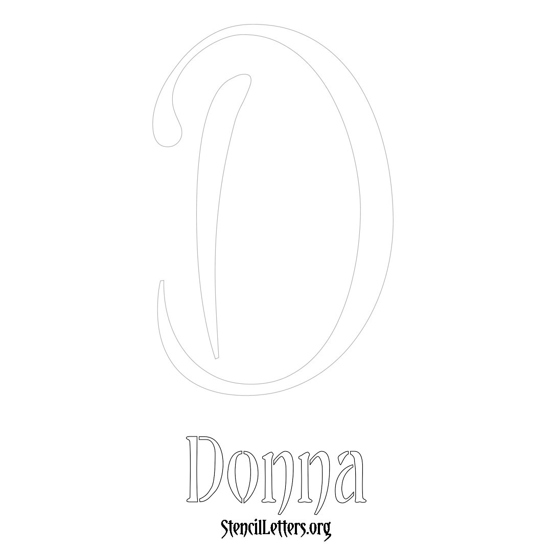 Donna printable name initial stencil in Vintage Brush Lettering