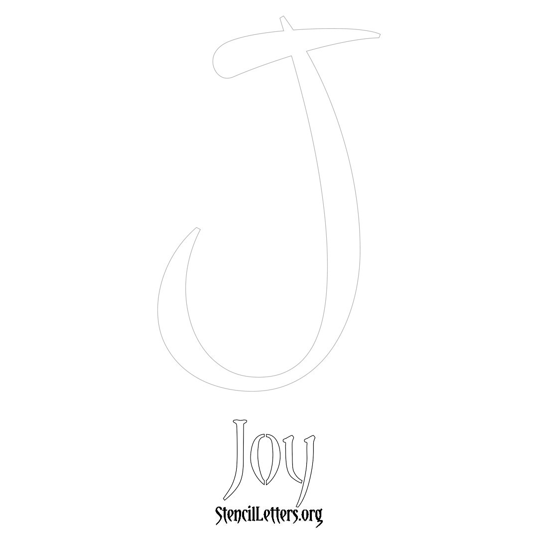 Joy printable name initial stencil in Vintage Brush Lettering