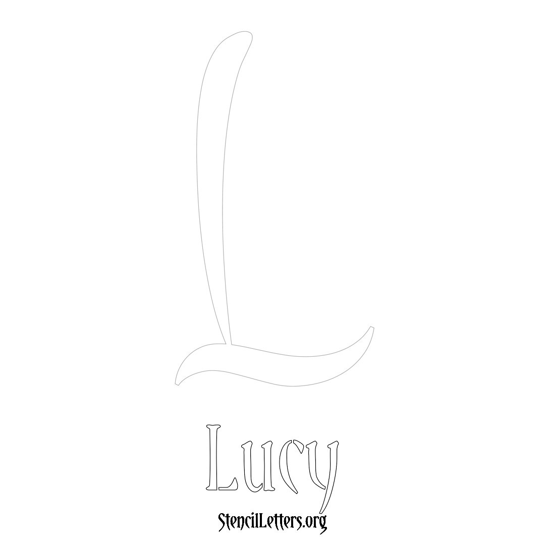 Lucy printable name initial stencil in Vintage Brush Lettering