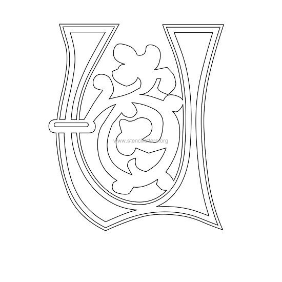 floral wall stencil letter u