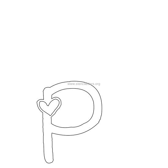 heart design stencil letter p heart design stencil letter p