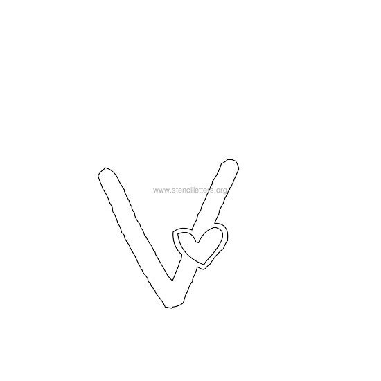 heart design stencil letter v heart design stencil letter v